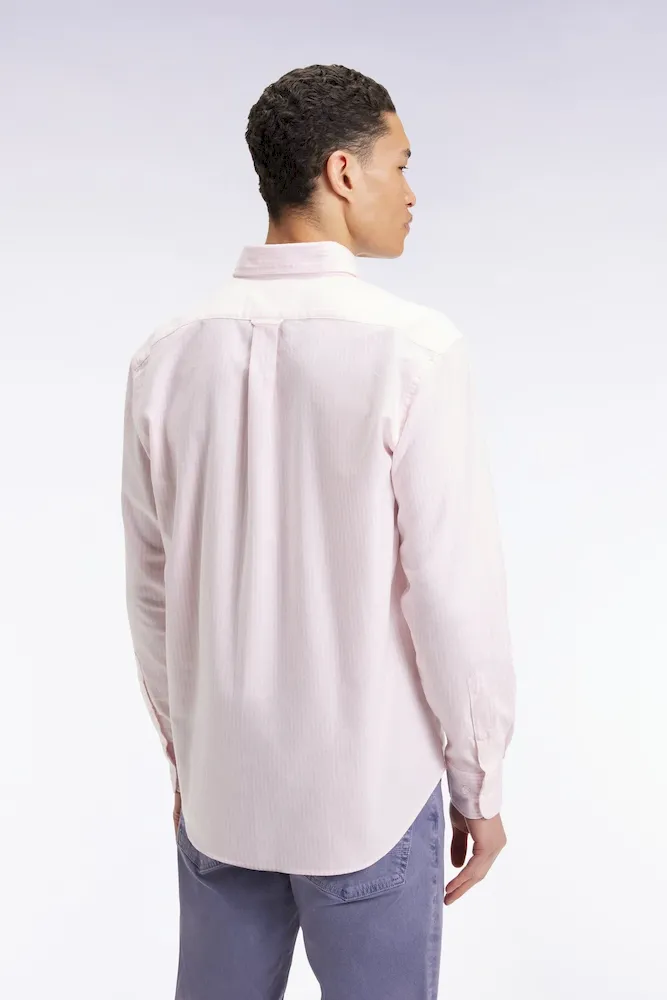 Chemise en popeline de coton rayée rose coupe droite – Bild 5