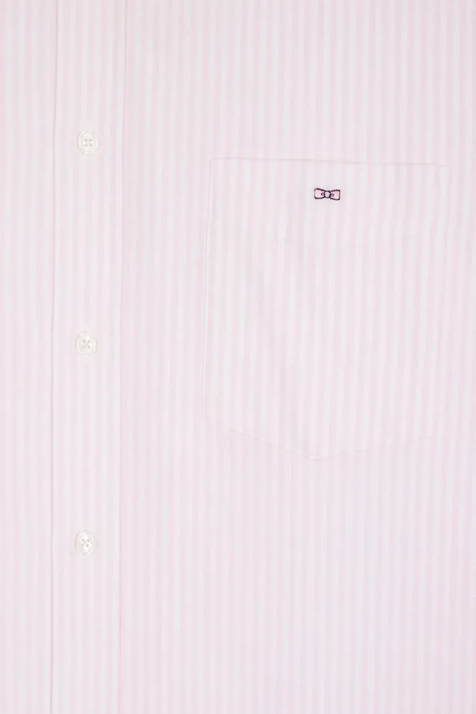 Chemise en popeline de coton rayée rose coupe droite – Bild 6