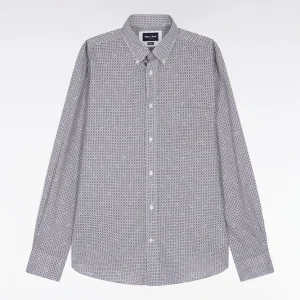 Alternative view of Chemise à micromotifs en coton marron coupe droite