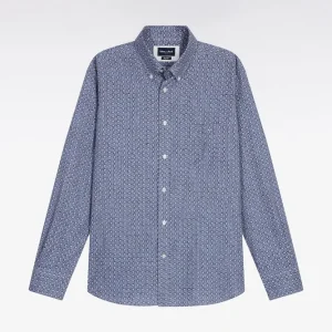 Alternative view of Chemise à micro-motifs en coton marine coupe droite