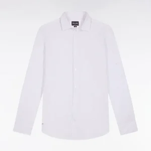 Alternative view of Chemise en coton ciel à micro-imprimé nœud coupe slim