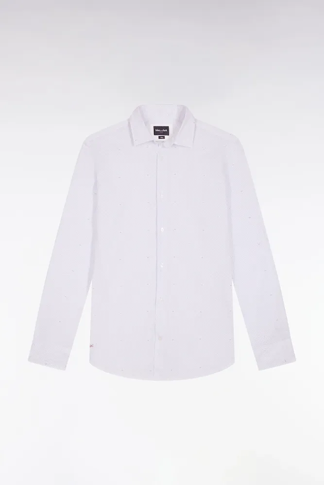 Chemise En Coton Ciel à Micro-imprimé Nœud Coupe Slim