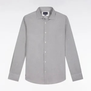 Alternative view of Chemise en popeline de coton à micro-motifs beige coupe droite