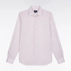 Alternative view of Chemise en popeline de coton à micro-motifs bordeaux coupe slim