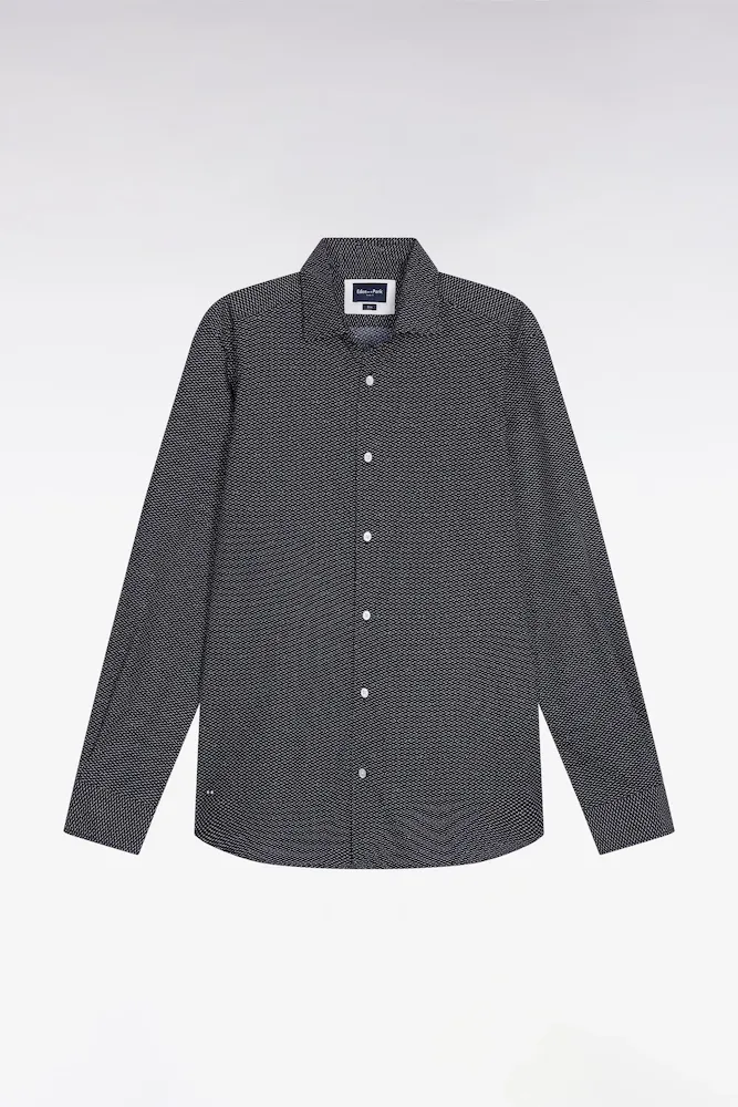 Chemise En Coton à Micro-motif Pois Rose Coupe Slim