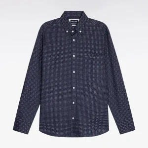 Alternative view of Chemise en coton à micro-motifs marine coupe droite