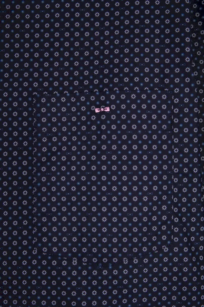 Chemise en coton à micro-motifs marine coupe droite – Bild 6