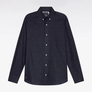 Alternative view of Chemise en coton Pima noir à micro-motif pois coupe slim