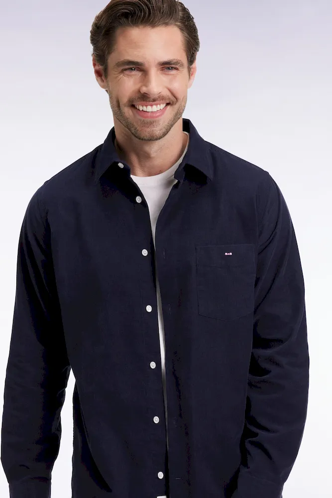 Chemise en velours marine coupe droite