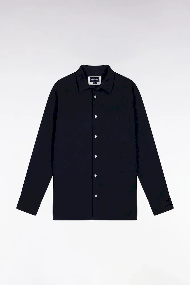 Chemise En Velours Marine Coupe Droite