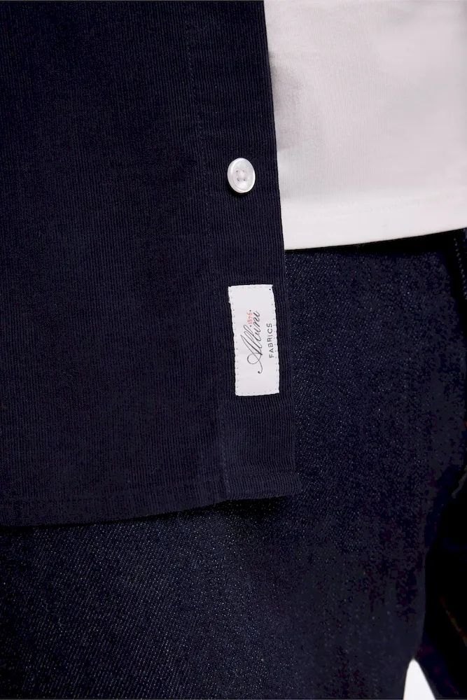 Chemise en velours marine coupe droite – Bild 4