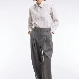 Chemise à carreaux grise et blanche coupe Relaxed