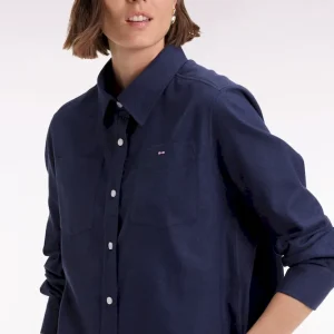 Chemise en popeline de coton marine coupe Relaxed
