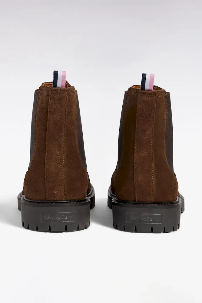 Bottines Chelsea En Cuir Suédé Marron