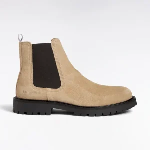 Bottines chelsea en cuir suédé beige