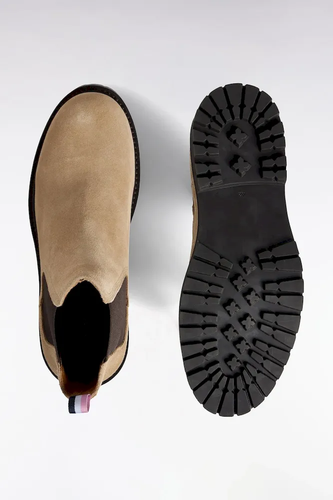 Bottines Chelsea En Cuir Suédé Beige