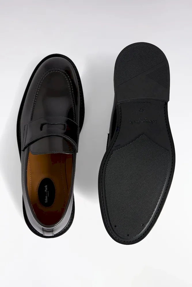 Mocassins En Cuir Glacé Noirs