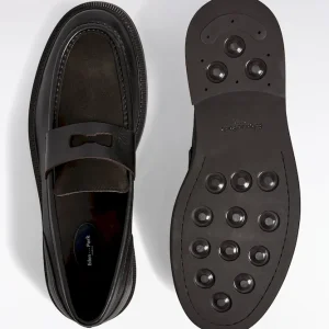 Alternative view of Mocassins bimatières en cuir marron