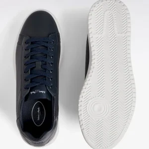 Alternative view of Baskets basses en cuir grainé marine