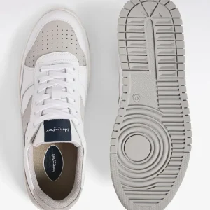 Alternative view of Sneakers bimatières en cuir et daim grises et blanches