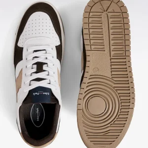 Alternative view of Sneakers bimatières en cuir lisse blanc et cuir suédé marron