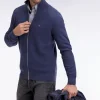 Cardigan en coton nid d'abeille marine coupe droite