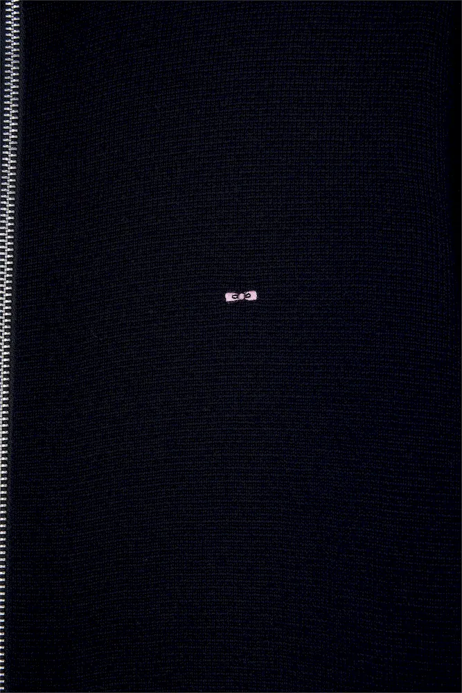 Cardigan en laine mérinos marine coupe droite – Bild 6