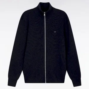 Alternative view of Cardigan en laine mérinos marine coupe droite