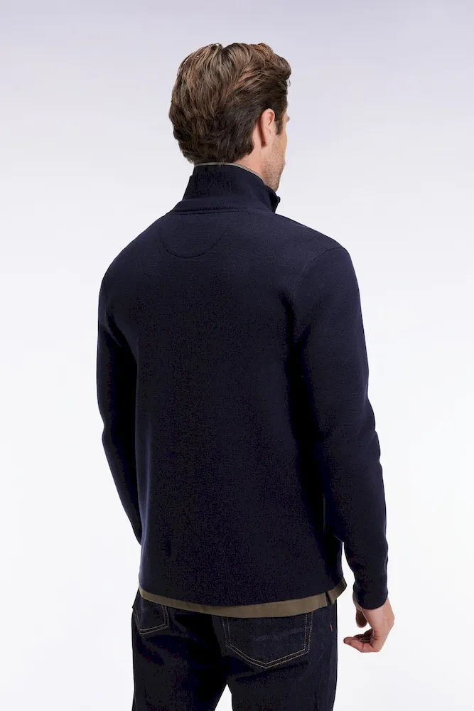 Cardigan en laine mérinos marine coupe droite – Bild 5