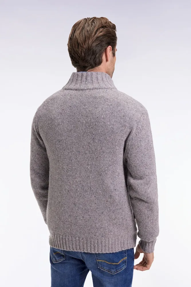 Cardigan en laine vierge et alpaga mélangés gris coupe droite – Bild 5