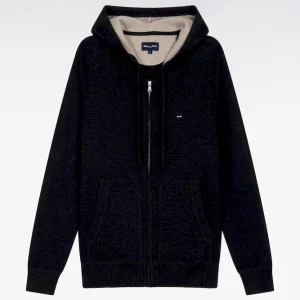 Alternative view of Pull à capuche zippé en coton noir coupe droite