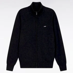 Alternative view of Cardigan zippé en coton noir coupe droite