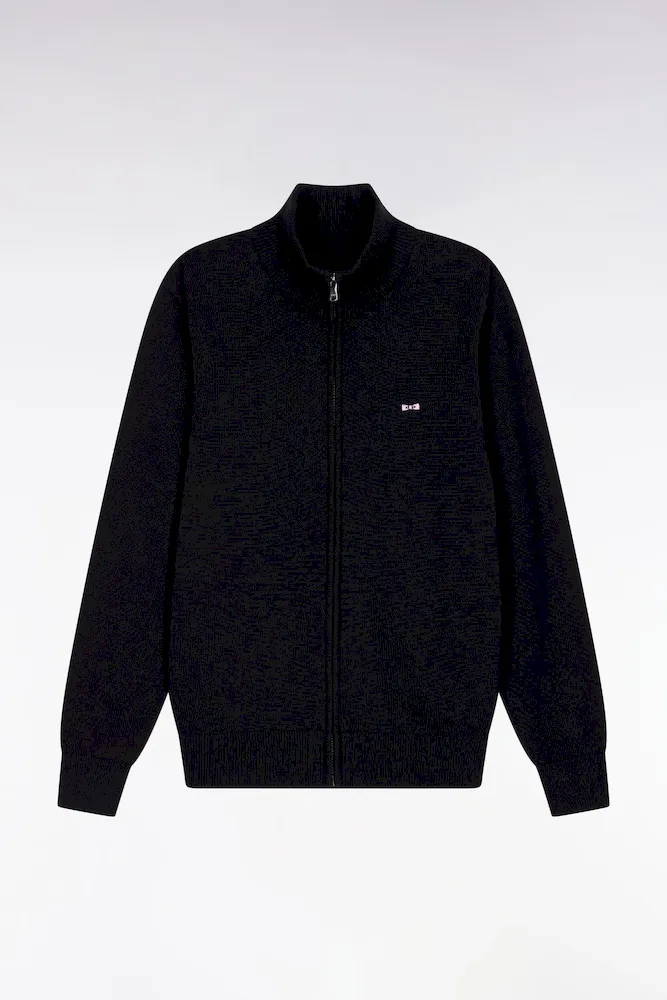 Cardigan Zippé En Coton Noir Coupe Droite