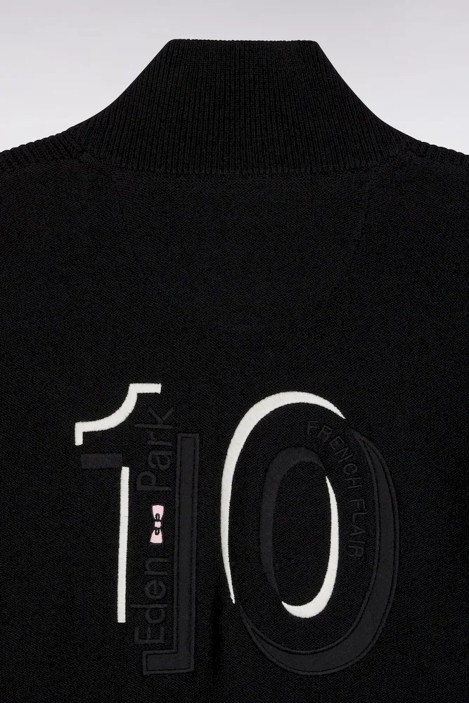 Cardigan zippé en coton noir à rayures grises coupe droite – Bild 6