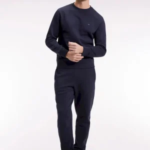 Jogging en molleton gratté marine coupe droite