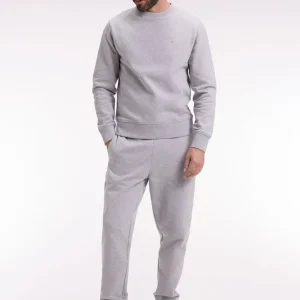 Jogging en molleton gratté gris coupe droite