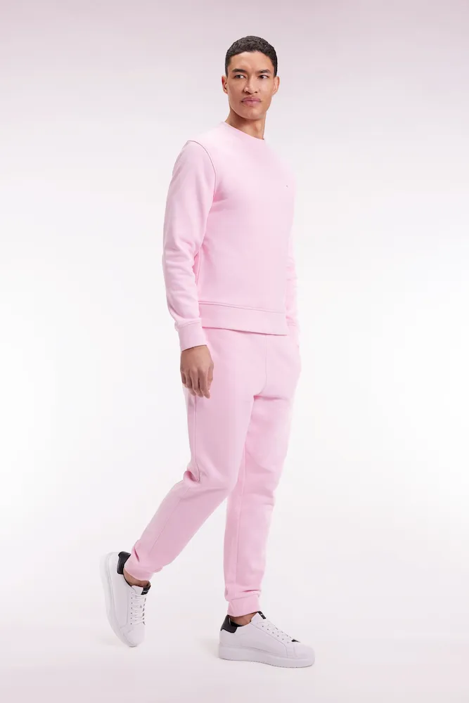 Jogging en molleton gratté rose coupe droite