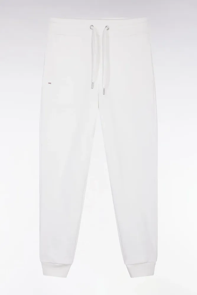 Jogging En Molleton Gratté Blanc Coupe Droite