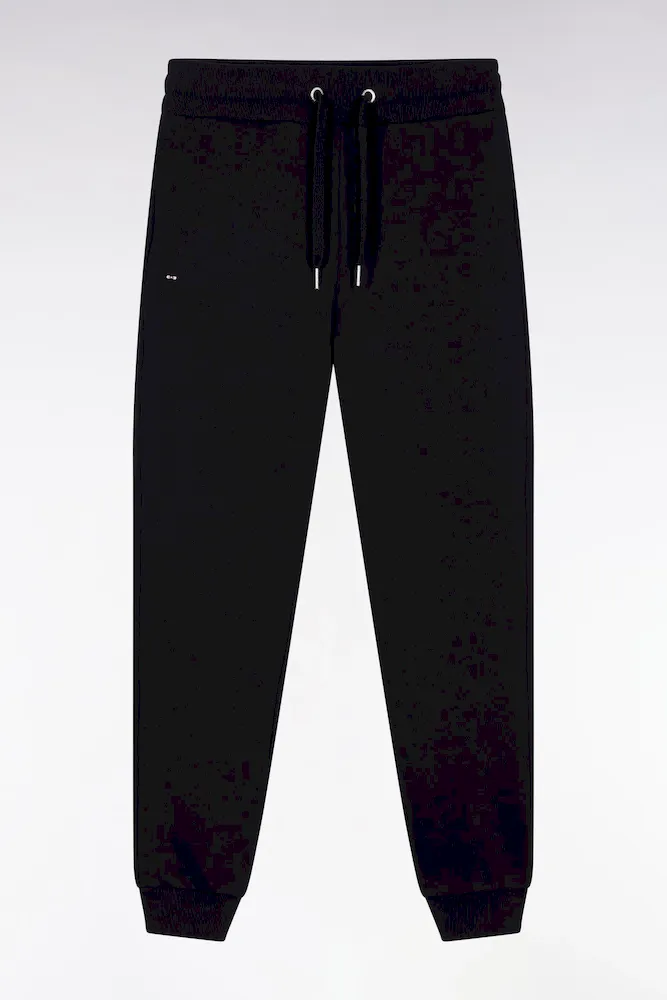 Jogging En Molleton Gratté Noir Coupe Droite