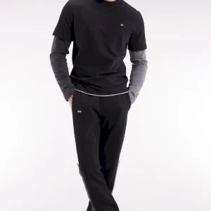 Jogging en molleton gratté noir colorblock coupe droite