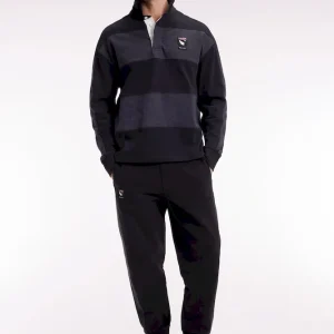 Jogging en molleton gratté noir entrées de poches rayées coupe Relaxed