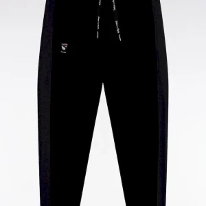 Alternative view of Jogging en molleton gratté noir entrées de poches rayées coupe Relaxed