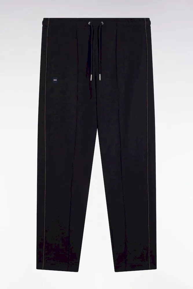 Jogging En Molleton Gratté Marine à Passepoil Et Plis Avant Coupe Droite