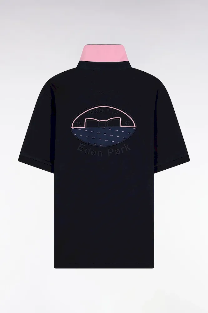 Maillot à Manches Courtes En Coton Rayé Rose Et Marine