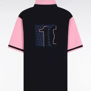 Alternative view of Maillot à manches courtes en coton marine manches roses