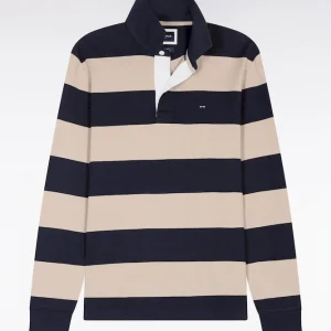 Alternative view of Maillot manches longues en jersey à rayures rugby beige et noir