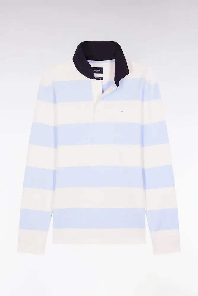 Maillot Manches Longues En Jersey à Rayures Rugby Ciel Et écru