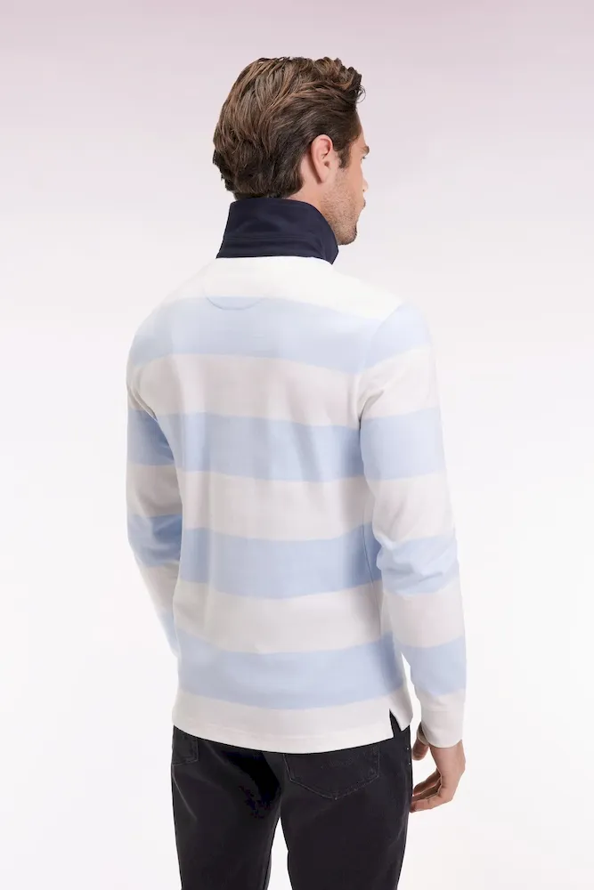 Maillot manches longues en jersey à rayures rugby ciel et écru – Bild 5