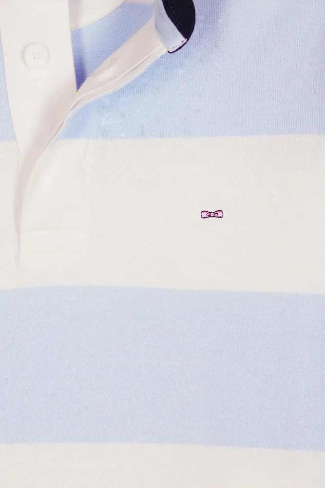 Maillot manches longues en jersey à rayures rugby ciel et écru – Bild 6