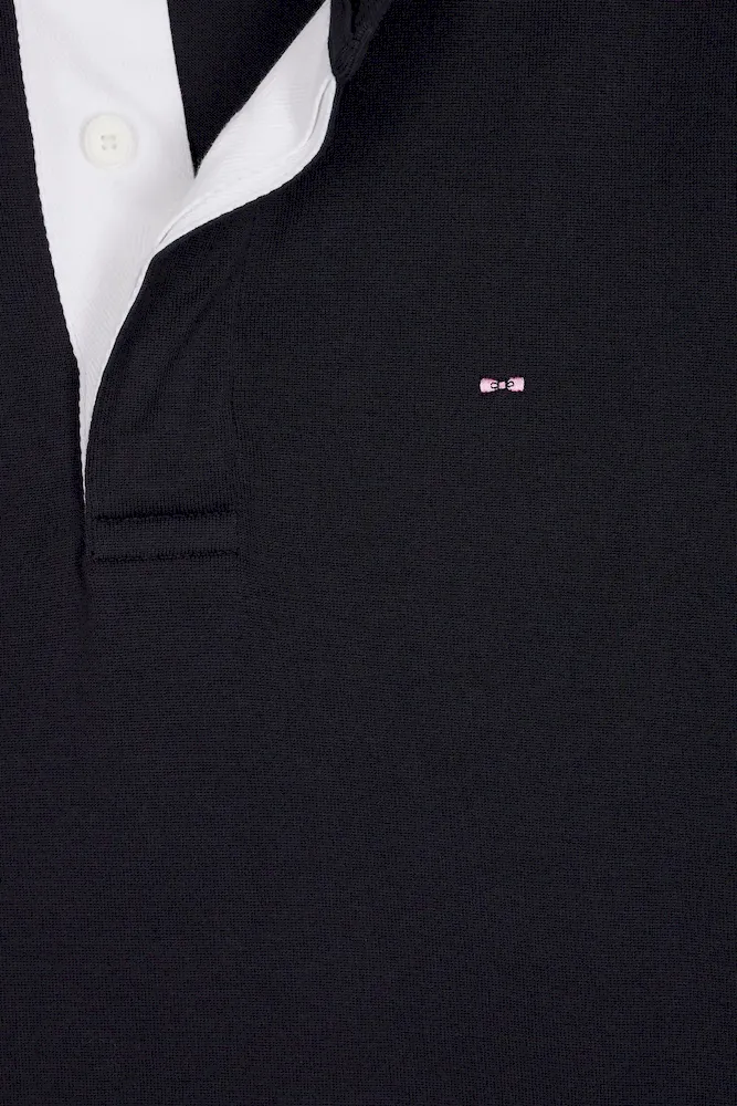 Maillot manches longues en jersey marine dessous de col rayé – Bild 6